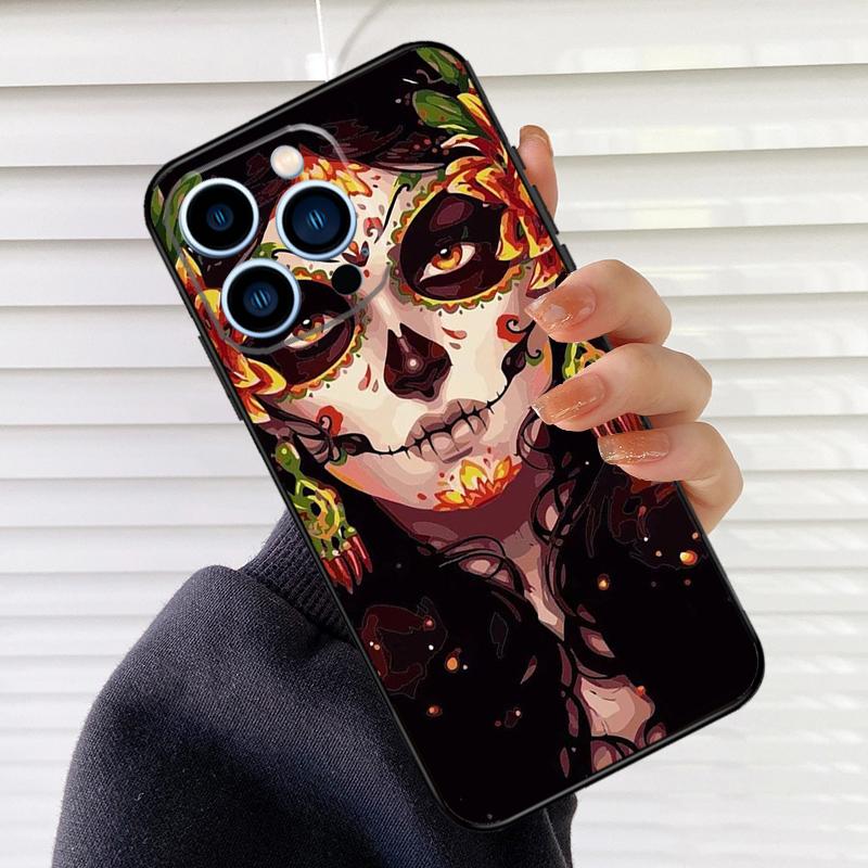 Catrina Beautiful Rose Girl Skull Phone Case For iPhone 17 16 15 14 11 12 13 Pro Max Mini 15 16 Plus 16e 17Air Cover Fundas