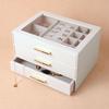 Three-Layer Jewelry Storage Box with Glass Skylight for Necklaces and Earrings