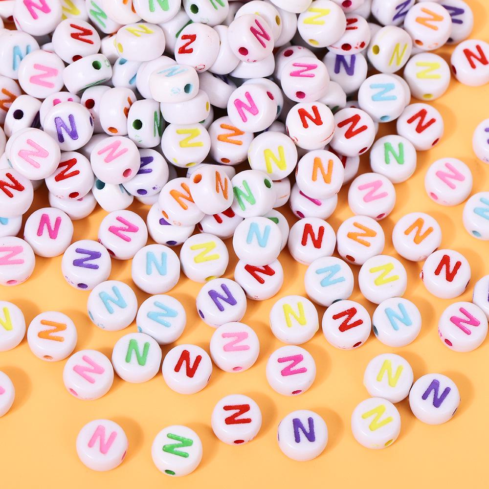 Alphabet Beads: Colorful A-Z Single Letter Round Beads for DIY Jewelry – Flat, White Background, Straight Hole for Stringing Phone Chains & More