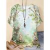 Fashion Women's Crew Neck Short Sleeve 3D Four Leaf Clover Color Printed Four Leaf Clover Short Sleeve Crew Neck T-Shirt