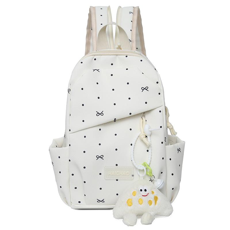 Schoolbag Large Capacity Small Fresh Schoolbag Female Junior High School Student College Style Polka Dot Backpack Versatile Lightweight Travel