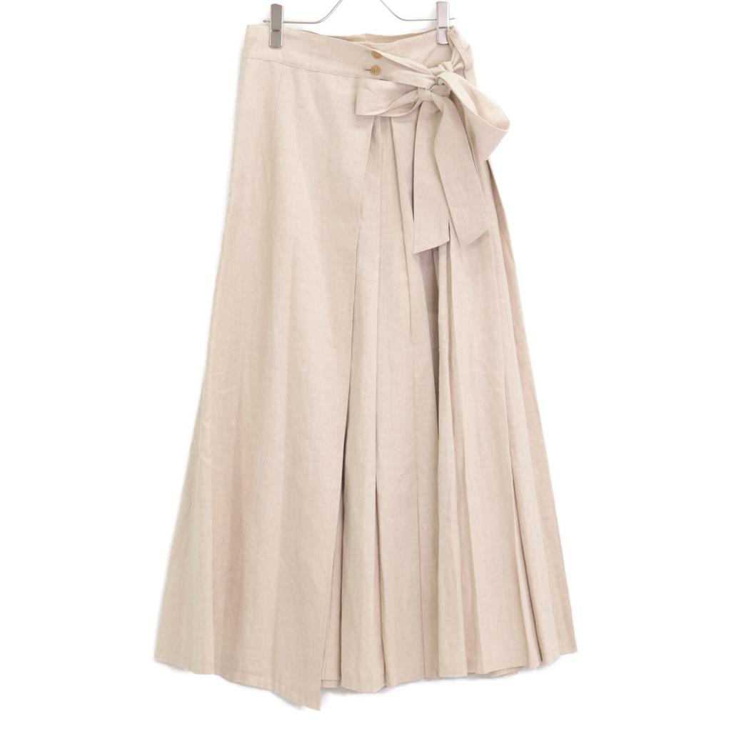 Foufou Light Beige Linen Pleated Long Skirt Skirt 1 Light beigeUsed