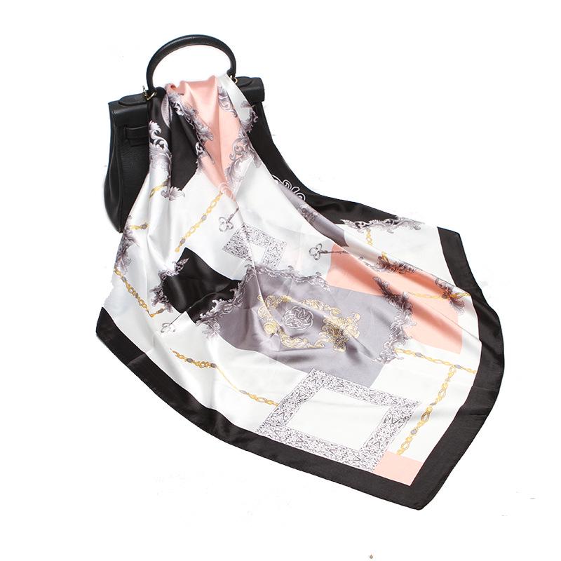 

Женский модный шарф, хиджаб, атласный гладкий, мягкий шелк, уютный геометрический платок, пляжное полотенце, глушитель 01