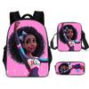 Cartoon African Girl Schoolbag, Primary And Secondary School Backpack, Backpack Three-Piece Set