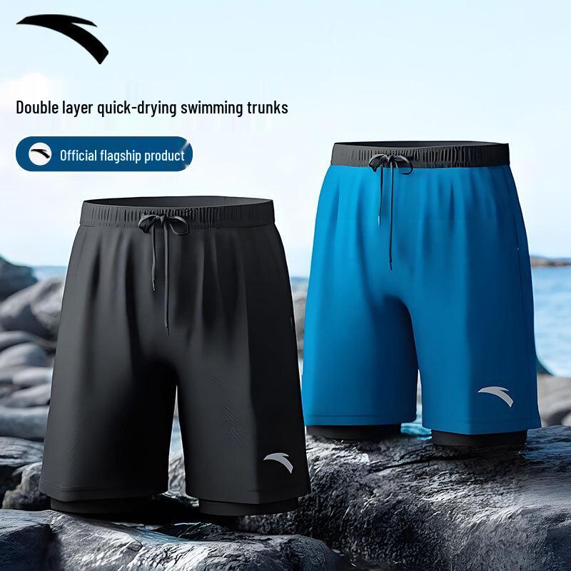 ANTA Men's Double-Layer Quick-Dry Amphibious Swim Shorts