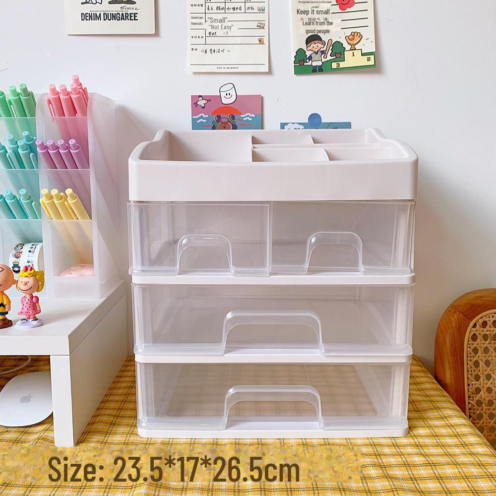Girly Heart Plastic Desktop Drawer: Dustproof Storage for Stationery & Cosmetics