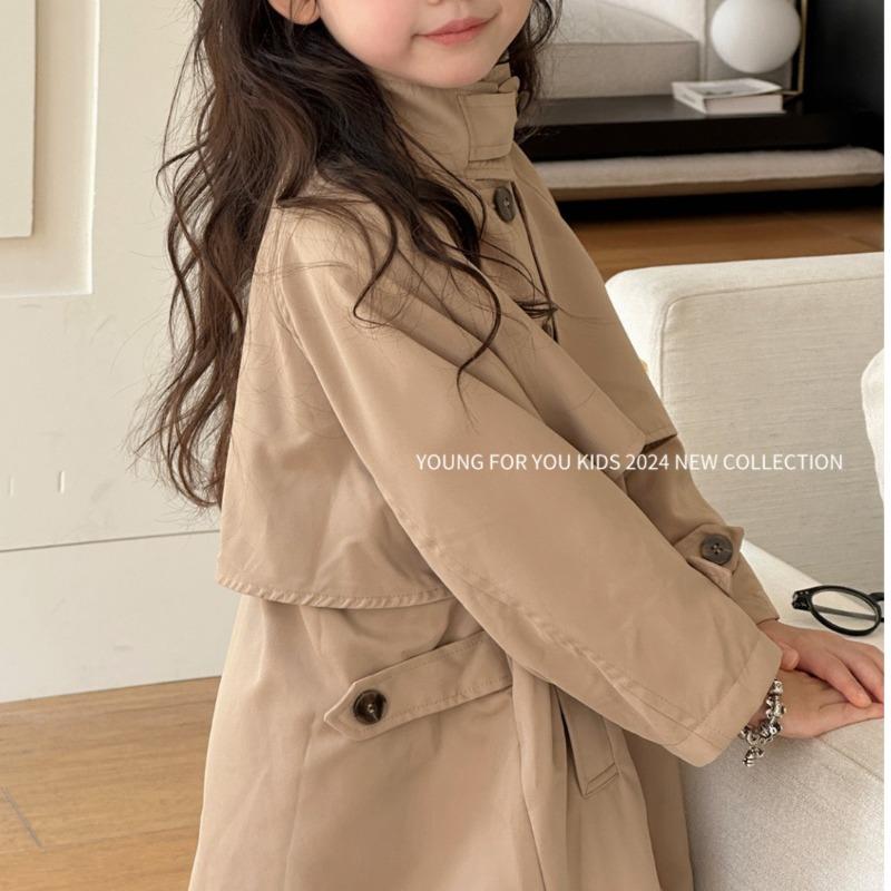Mädchen Trenchcoat 2025 Frühling Neu Kinder Mode Britischer Stil Mittellanger Mantel Baby Vielseitig Schick Oberbekleidung