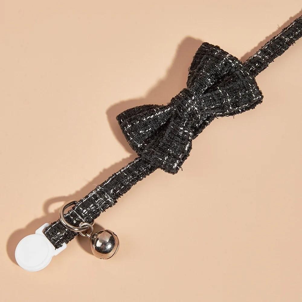 Cute Adjustable Cat Collars Removable Bowtie Plaid Pattern Puppy Collar with Bell Breakaway Collar for Kittens and Puppy