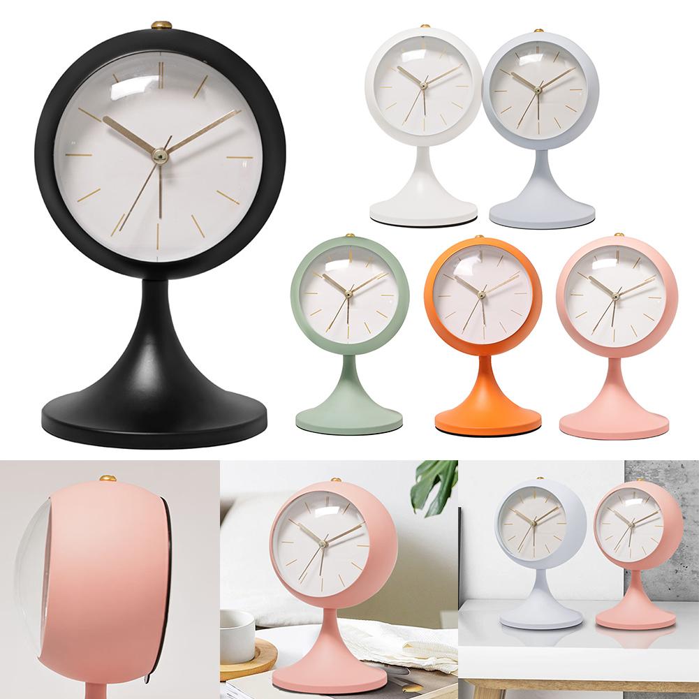Elegant Design Alarm Clock Silent Clock Trumpet Clock Luminous Clock Curved Glass Front Electroplated Metal Pointer