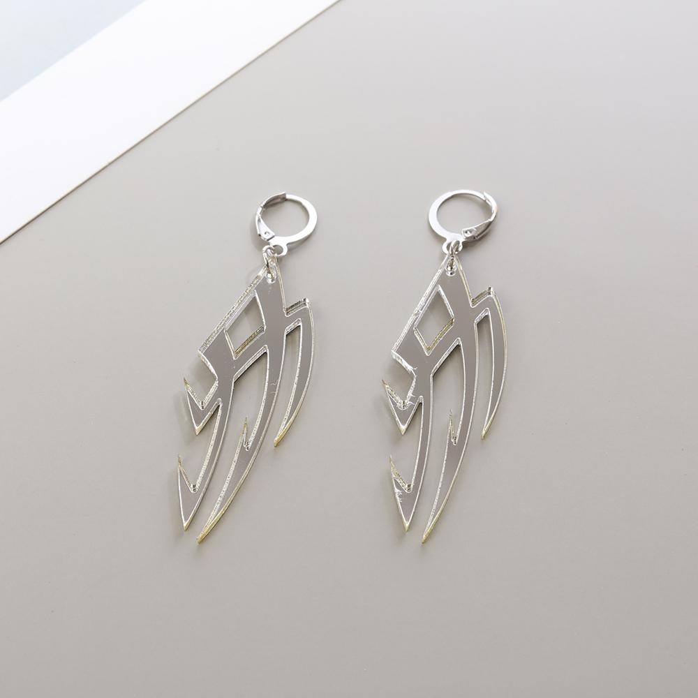 Mirror Surface Streetwear Jewelry Acrylic Totem Darts Hoop Earrings Dragon Pattern Dragon Earrings