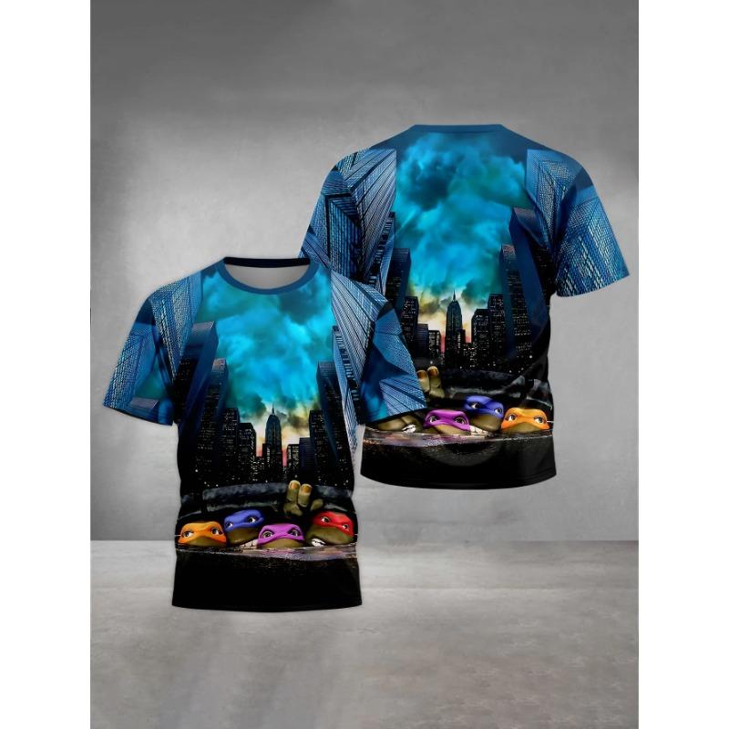 Summer Round Neck 3D Teenage Mutant Ninja Turtles Printed Top Fashionable Casual Short Sleeved Children's Boy T-shirts