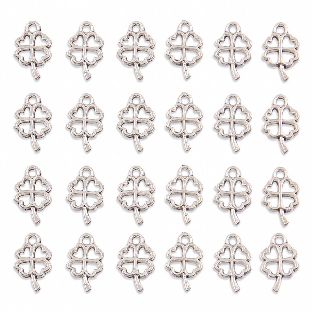 4 Styles Zinc Alloy 4-Petal Small Flower Pendant Beads for DIY Necklaces and Keychains
