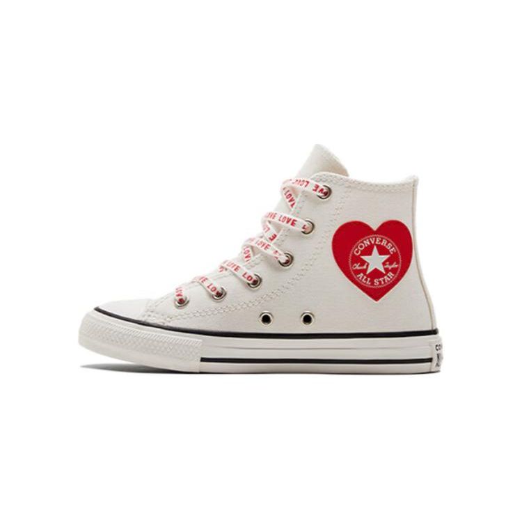 Converse Chuck Taylor All Star Comfortable Casual Durable High-Top Canvas Shoes Baby Sneakers White Red A01580C