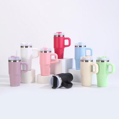 Bicchiere Termico in Acciaio Inossidabile 304 con Manico e Cannuccia - 14oz Ice Buster Tazza da Auto