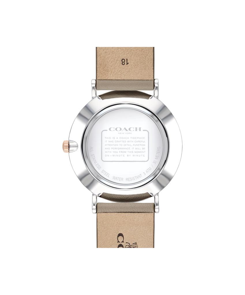 Coach Perry White Gray Leather 14503119 Women's Watch, Dial, Strap, (Official Import)