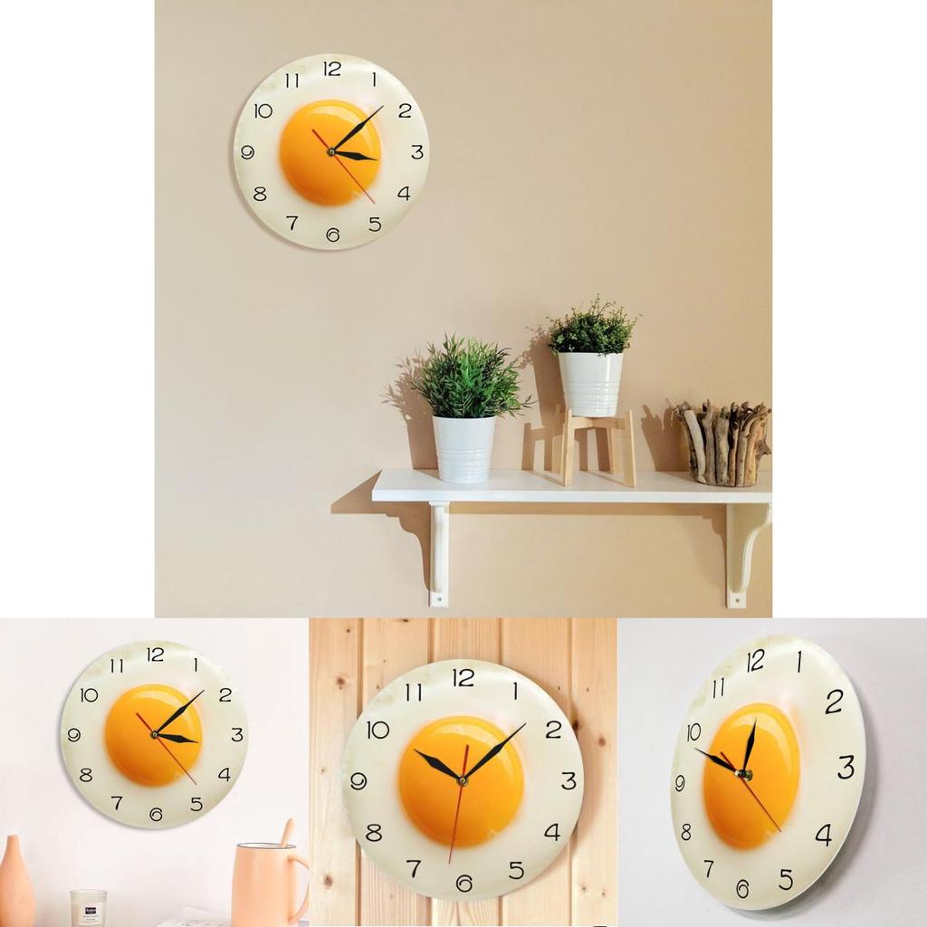 Digitale geräuschlose Quarz-Wanduhr Spiegelei mit Acrylrahmen für Küchendekor