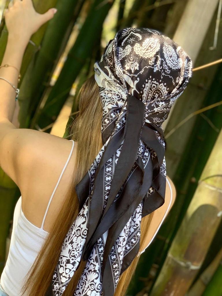 Fashion Square Silk Scarf Women Luxury Beach Satin Print Hijab Scarves Pareo Bandana Female Shawl Wrap Headband Foulard 90*90cm