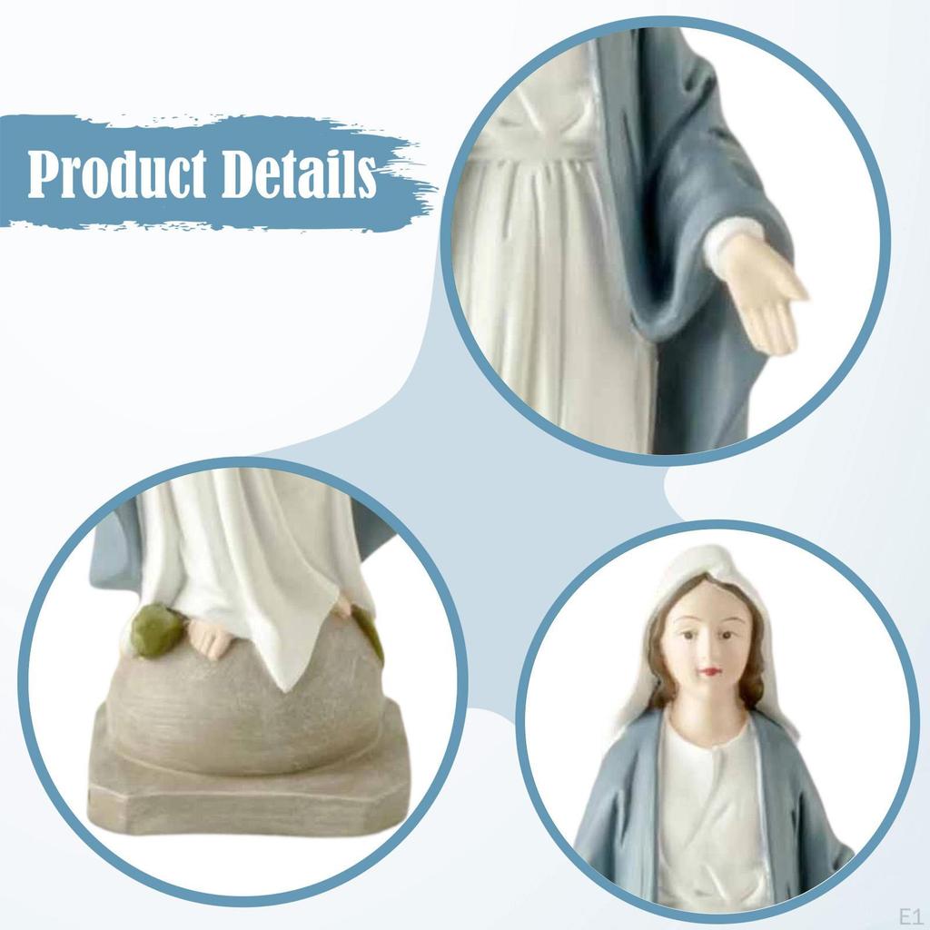 Mary Statue Blessed Mother Sculpture Desk Decoration Hand Painted Religious Gift for Dinning