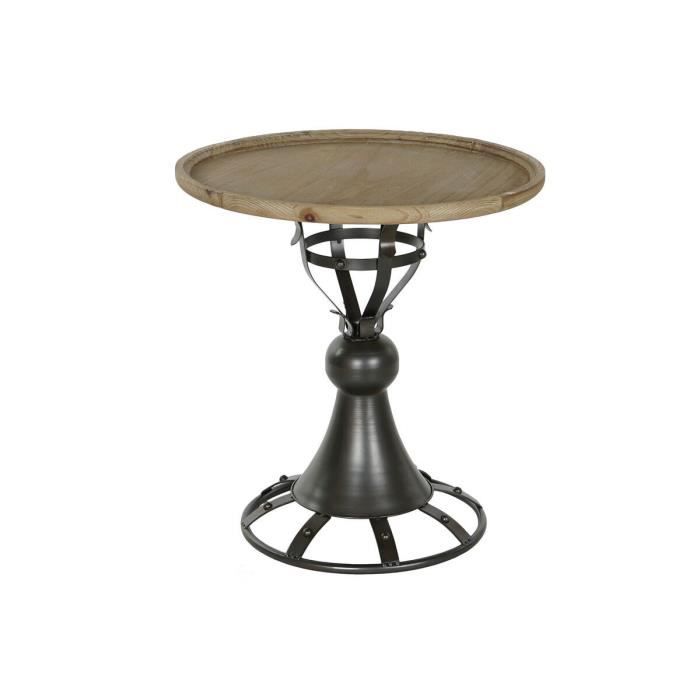 Table D'appoint - Vintage - Noir Métal - Sapin - 60 Cm