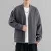 2026 Men's Plus Size V-Neck Jacket: Retro Japanese Style, Solid Color, Loose Fit for Spring & Autumn