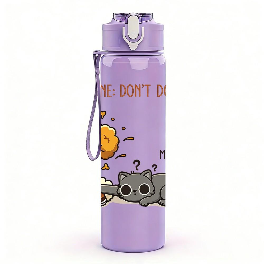 1PC Mushroom Mouse Funny Quote Print 750ml Color Plastic Sports Water Bottle Leakproof Flip Straw Lid Suitable for Sports Office Home Use