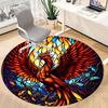 1pc Phoenix StainedGlass Office Round Area Rug, Under Office Chairs Bedroom Living Room Home Decor, Room Deco