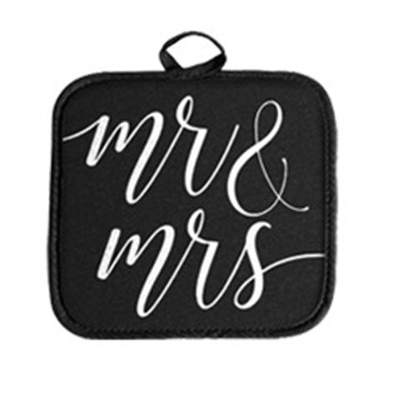 Couples Apron Set Lovely Pattern Adjustable Ties Resistant Kitchen Wear Wedding Anniversary Gift Set Apron with Gloves