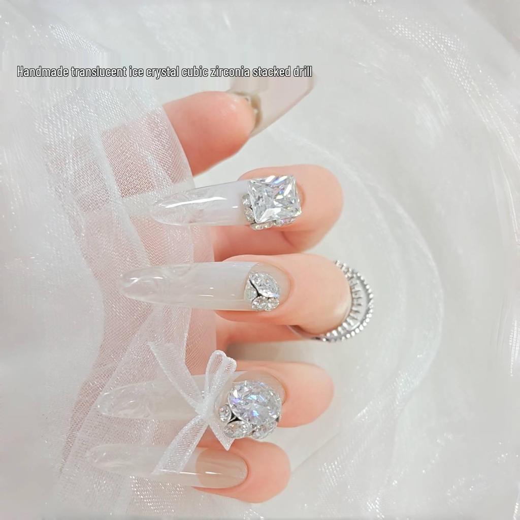 White Zirconia Handmade Rhinestone Nail Art Decorations - Super Sparkly Pigeon Egg Style