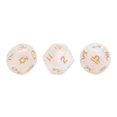 3pcs Resin Divination Dice Party Gathering Entertainment 12?Sided Tarot Astrology Dice2#