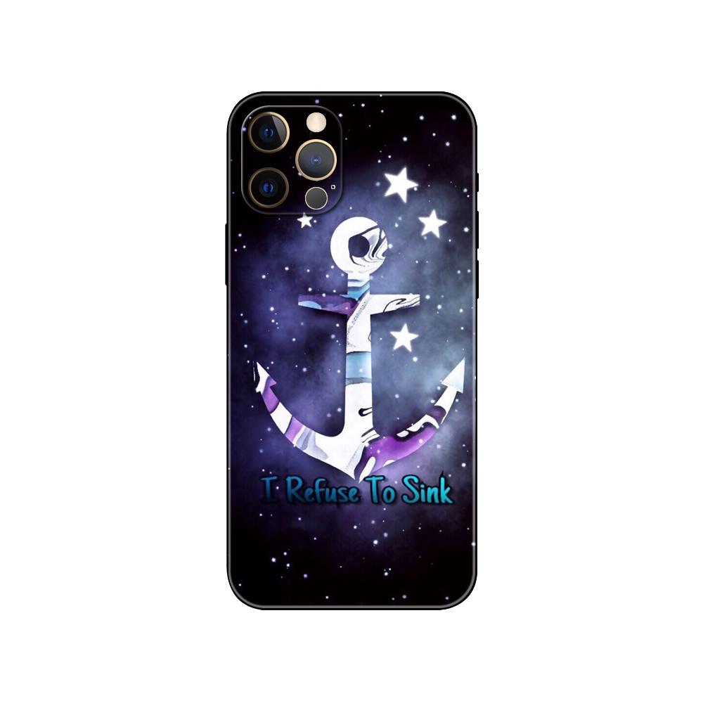 Husă de telefon cu barcă Ancoră dungi pentru iphone 5 5s se 6 6s 7 8 plus x 10 XR XS 11 12 13 mini pro MAX husă din tpu neagră