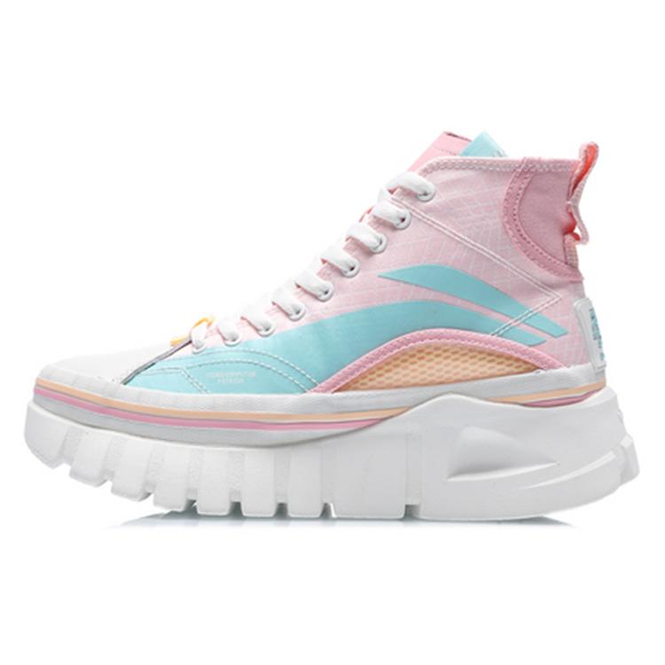 

Новые повседневные кроссовки LiNing женские высокие розово-голубые AGCP388-17 38