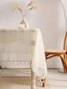 Beige Lace Vintage Diamond Tablecloth Kitchen Tablecloths for Rectangle Tables or Party Banquet Dining Wedding Decorations
