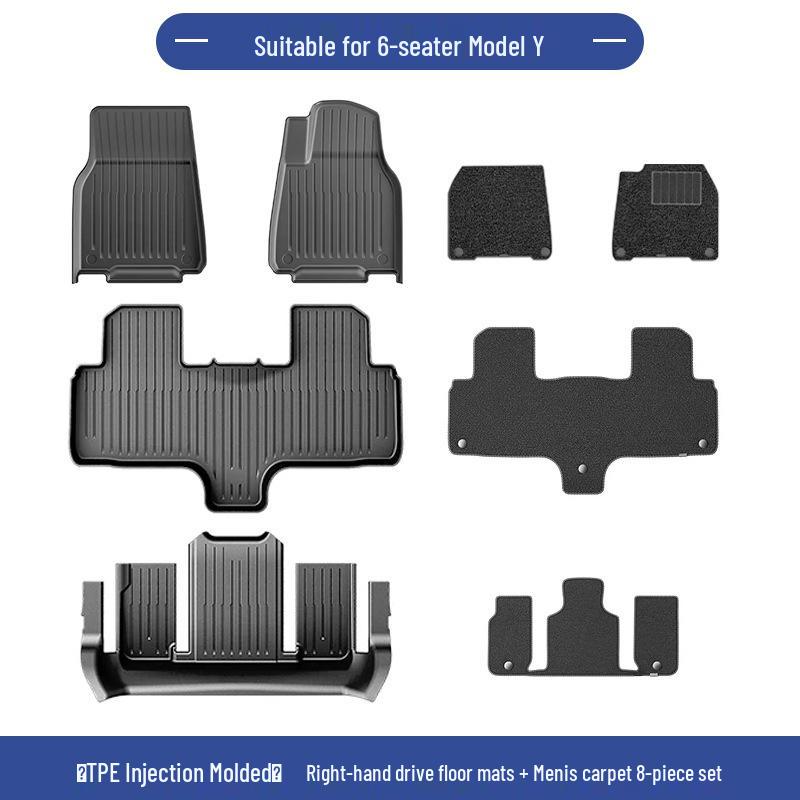 Tesla Model Y 6-Seater TPE Dirt-Resistant Floor Mats with Metal Pedals