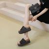 Solid color simple thick-bottomed cool slippers women's casual summer 2025 new open-toed slippers tide