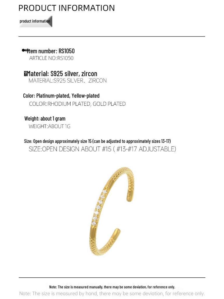 Banyan Tree Women's Simple Luxury S925 Silver Diamond Stackable Open Ring