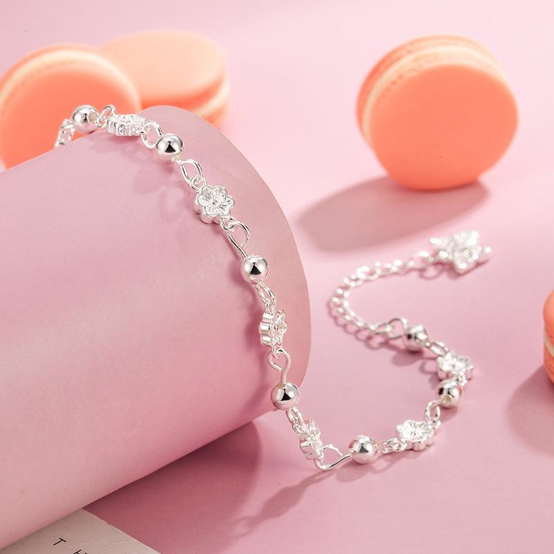 Charm Bracelet Silver Butterfly Peach Blossom Bracelet For Women Charm Temperament Bracelet Party Wedding Jewelry Gifts