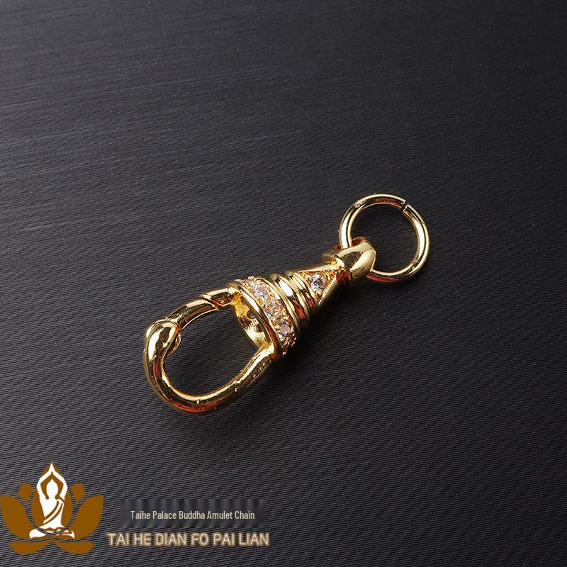 18K Gold-Plated Thai Buddha Amulet Necklace with Rotating Eagle Hook