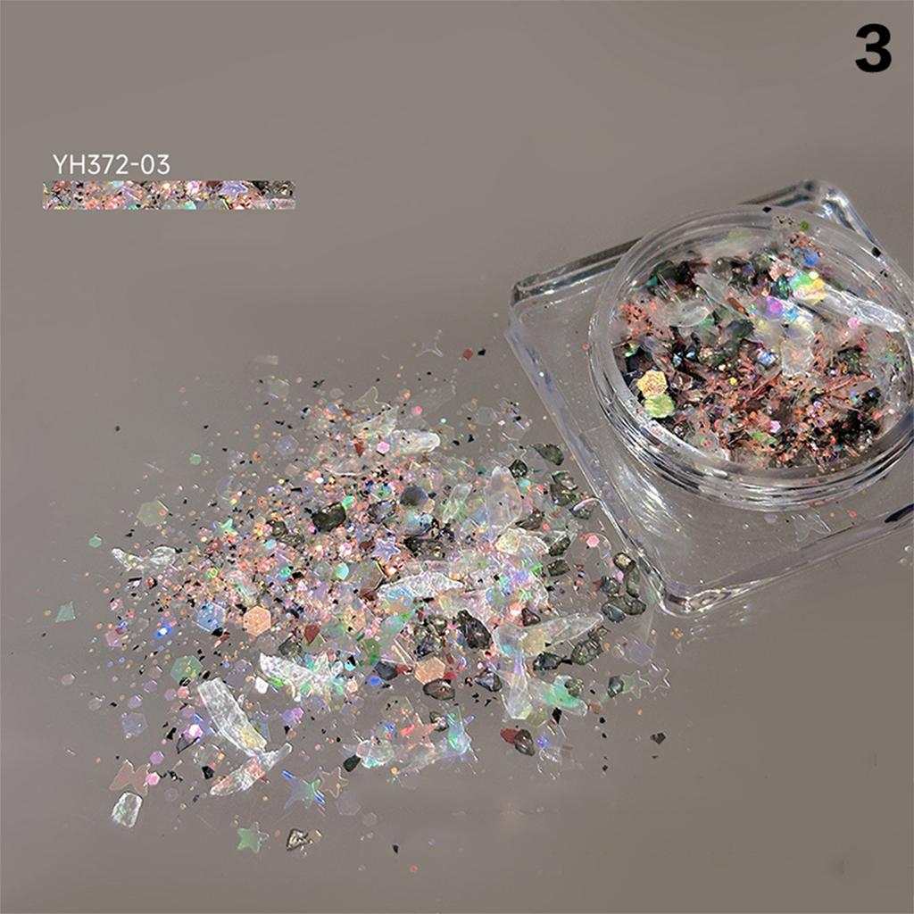 1Box Nail Glitter Powder Silver Glitter Iridescent Flakes Sequins Super Shining Paillette Pigment Dust For Nails Decoration