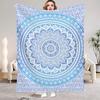 Blue Blanket Bohemian Style Ring 3D Print Comfortable Flannel Blanket for Home Living Room Bedroom Decor Birthday Gift for Adult
