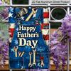 2D Flat, 1pc Patriotic Tools Overalls Father's Day Metal Wall Art Sign "Happy Father's Day" - 8*12 Inch Aluminium Rustic Home Decor, Garage Wall Art