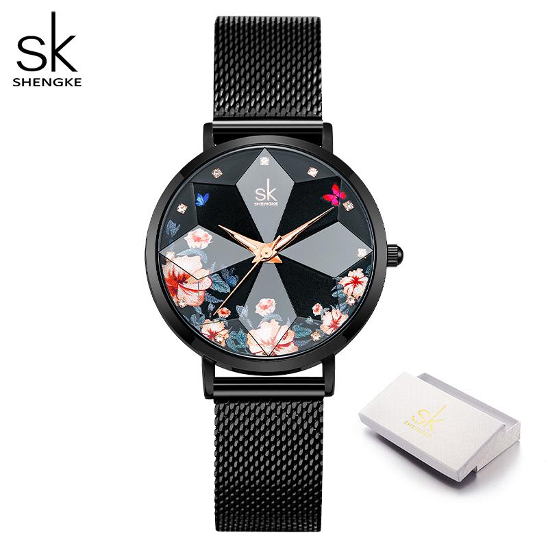 Shengke Fashion Diamond Women Watches s Woman's Quartz Wristwatches Top Luxury Ladies Clock SK Original Mujer Montre