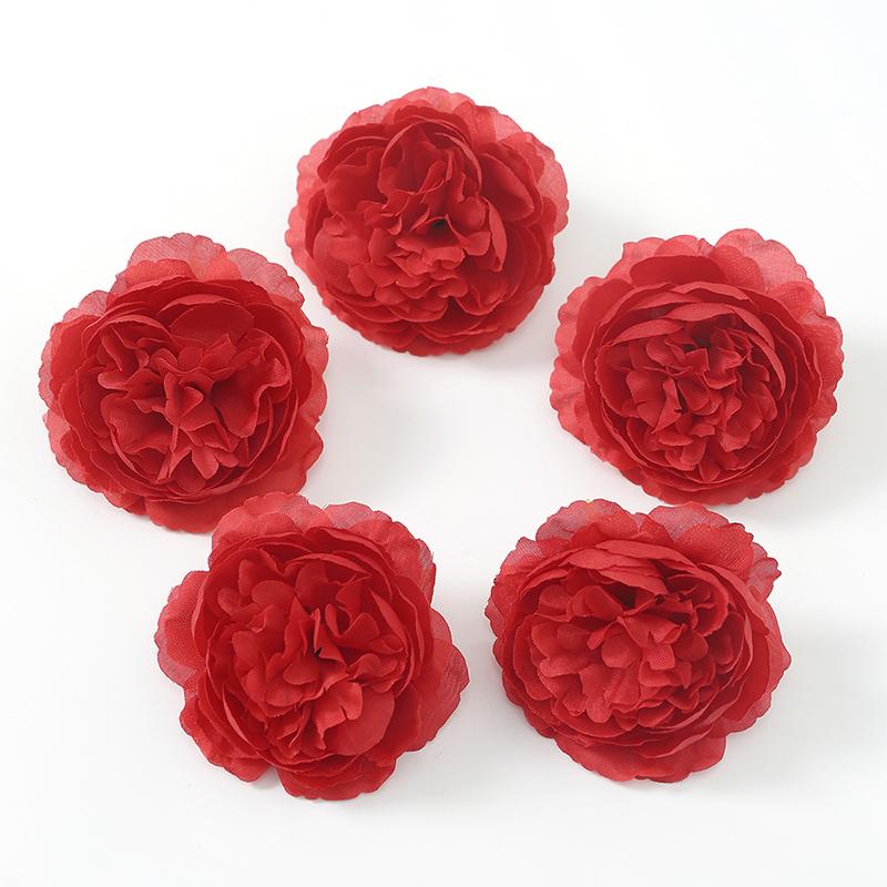 5/10Pcs 7.5cm Silk Peony Artificial Flowers Heads for Home Party Wedding Decor Accessories Garden Crafts Manual Christmas Wreath