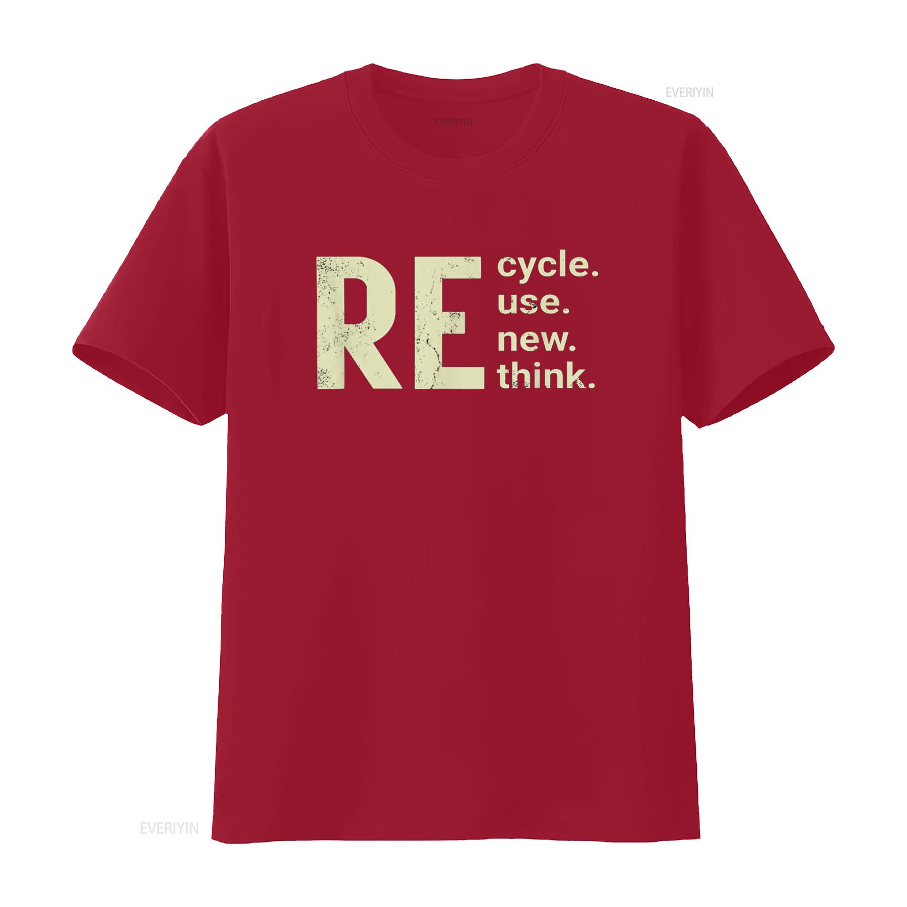 

RE Cycle Use New Think T Shirt vintage Washed Top For Everyday Wear Stretched graphic Stylish Slightly Comfortable Versatile S