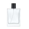 Threaded Flat Square Glass Perfume Bottle, 50ml Press Spray & 30ml Portable Refill, Transparent