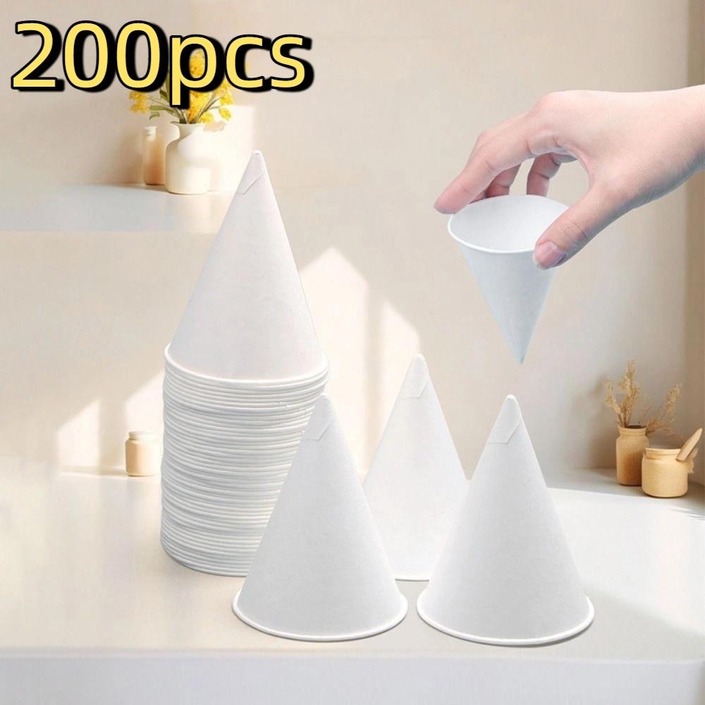 200pcs Leakproof White Paper Cone Cups 3.7/4.5 OZ Shaved Ice Cups Practical Ice Cream Cup  Water