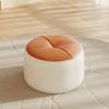 Round Padded Stool Light Sophisticated Design Footstool Solid Wood Frame Entryway Shoe