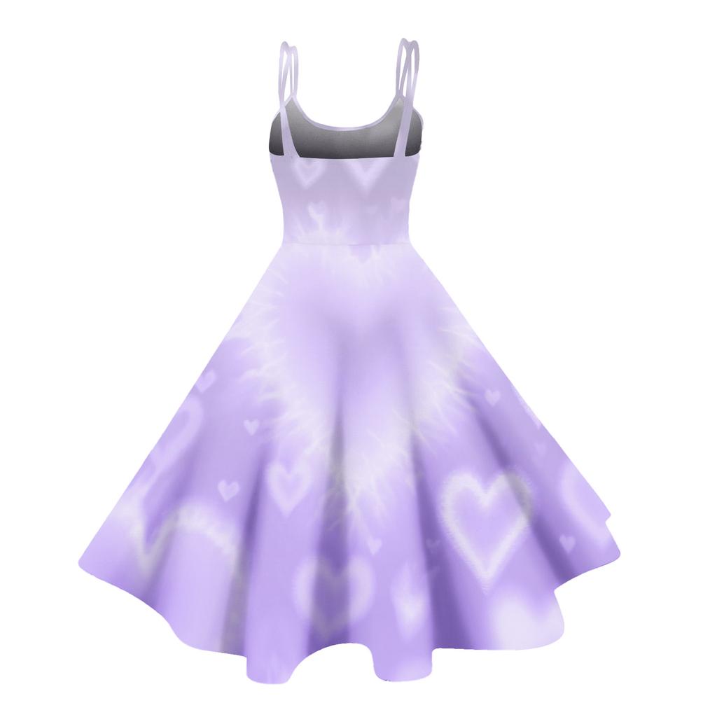 Women's Valentine's Day Love Heart Print Sexy Off Shoulder Vintage Dress