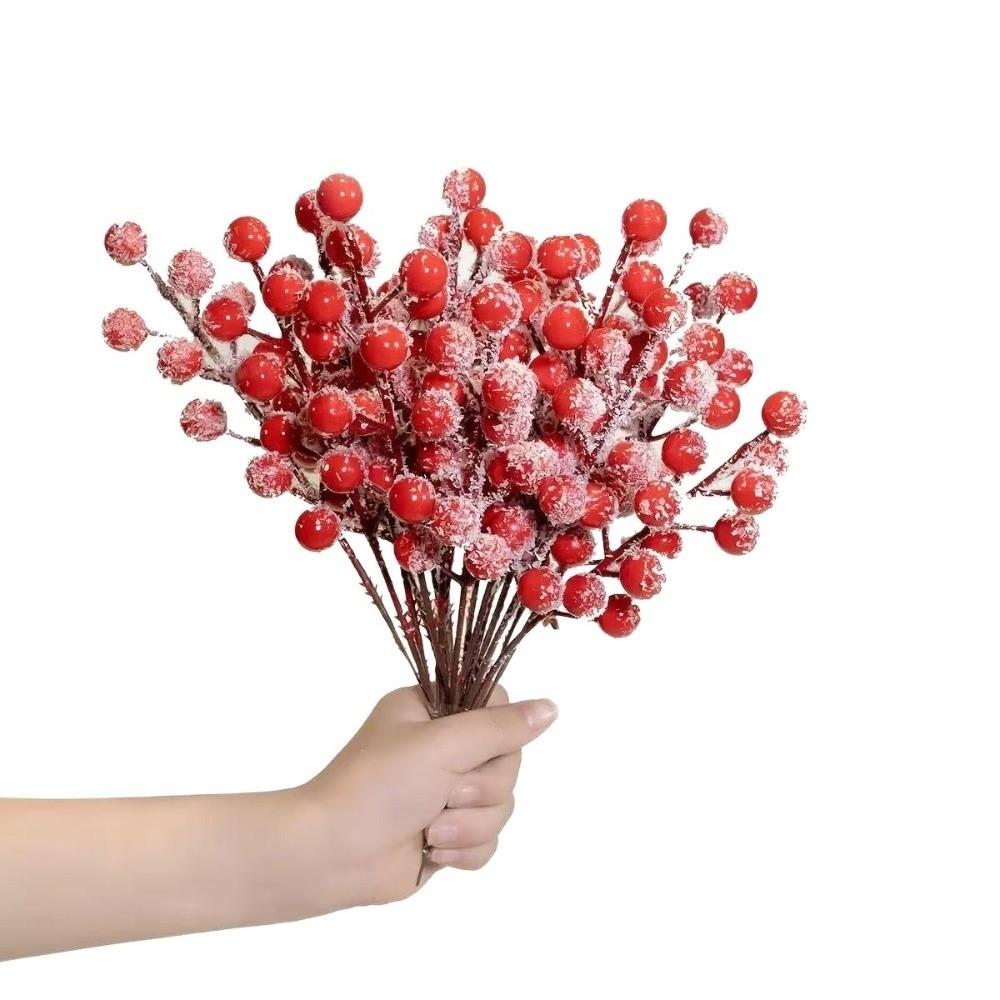 Plastic Fake Cedar Pine Red Berries Faux Pine  Christmas Party Decor