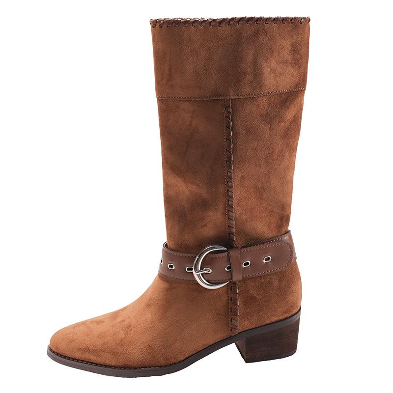 Maillard fashion retro style thick heel platform boots women's 2025 new spring and autumn season height increase and thin knight boots