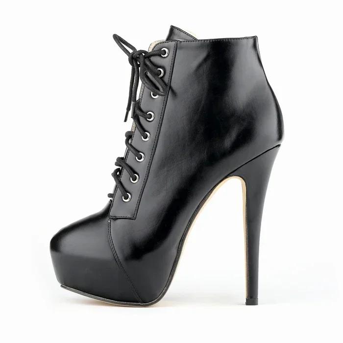 Women Boots  Fashion Sexy 14cm Round Toe Thin High Heels Platform Short Ankle Boots Elegant Autumn Winter Shoes Plus Size 43
